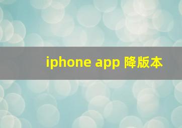 iphone app 降版本